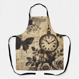 Vintage Compass & Butterfly - Rustic Paper Apron