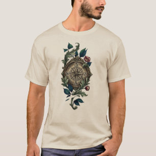 Vintage Compass Floral Botanical Ornate T-Shirt