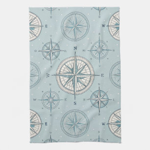 Vintage Compass Nautical Seamless Pattern (1) Kitchen Towel