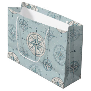 Vintage Compass Nautical Seamless Pattern (1) Large Gift Bag