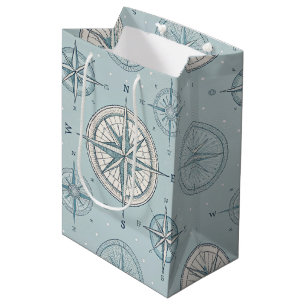 Vintage Compass Nautical Seamless Pattern (1) Medium Gift Bag