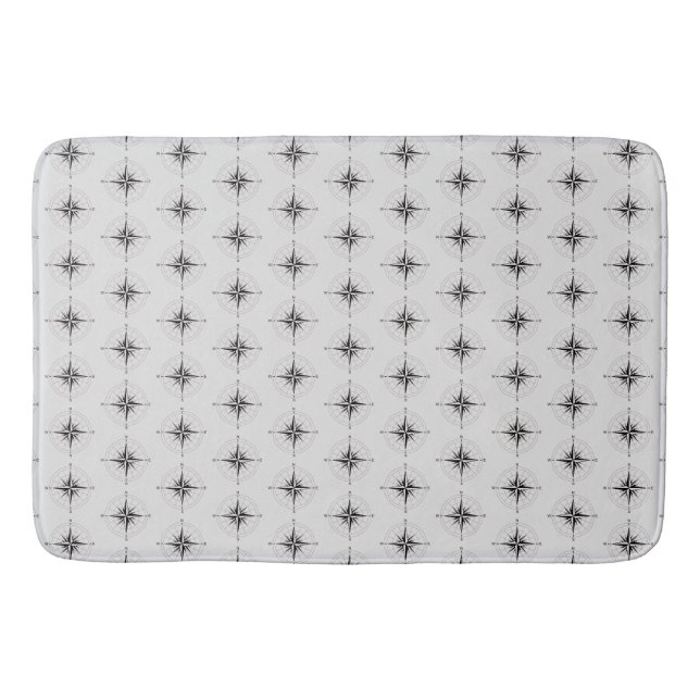 Vintage Compass Rose    Bath Mat (Front)