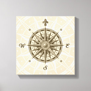 Vintage Compass Rose Canvas Print