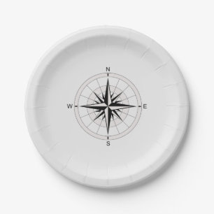 Vintage Compass Rose   Paper Plate