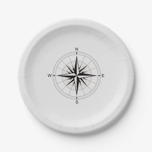 Vintage Compass Rose   Paper Plate (Front)