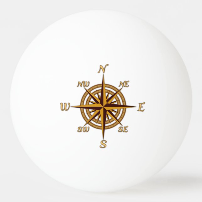 Vintage Compass Rose Ping Pong Ball (Front)