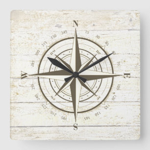 Vintage compass square wall clock