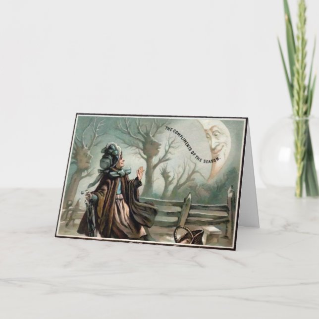 Vintage Compliments victoriens Carte de Noël (Devant)