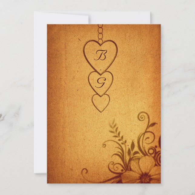 Vintage Composition Wedding Invitation (Front)