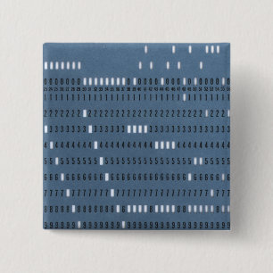 Vintage Computer Punched Card 2 Inch Square Button