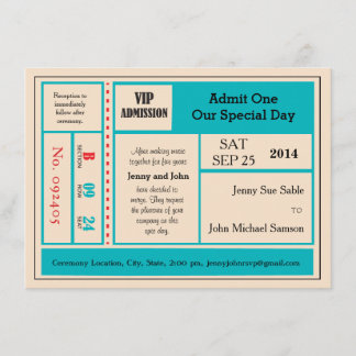 Vintage Concert Ticket Wedding Invitation
