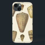 Vintage Cone Shells iPhone 13 Case<br><div class="desc">Artist Denis Diderot is talented and known for his great sea life images. In this vivid image, he captures these crackled cone Conch seashells in their most natural style. Conches are often crackled like these four seashells and in a sepia looking tone. Get your seashell product today and you can...</div>