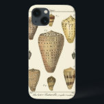 Vintage Cone Shells iPhone 13 Case<br><div class="desc">Artist Denis Diderot is talented and known for his great sea life images. In this vivid image, he captures these crackled cone Conch seashells in their most natural style. Conches are often crackled like these four seashells and in a sepia looking tone. Get your seashell product today and you can...</div>