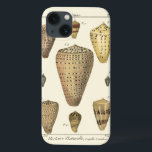 Vintage Cone Shells iPhone 13 Case<br><div class="desc">Artist Denis Diderot is talented and known for his great sea life images. In this vivid image, he captures these crackled cone Conch seashells in their most natural style. Conches are often crackled like these four seashells and in a sepia looking tone. Get your seashell product today and you can...</div>