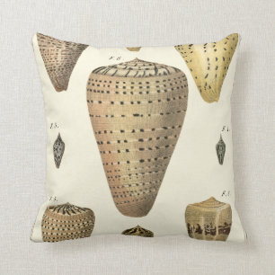 Vintage Cone Shells Throw Pillow