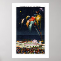 Vintage Coney Island  fireworks on beach
