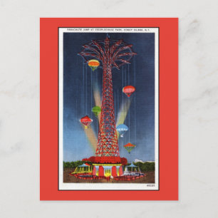 Vintage Coney Island parachute jump Postcard