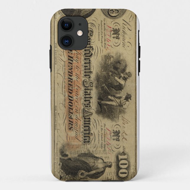 Vintage Confederate Currency iPhone case (Back)