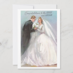Vintage Congratulations Bride and Groom Holiday Card