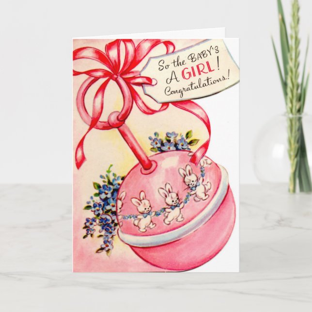 Vintage Congratulations New Baby Girl card (Front)