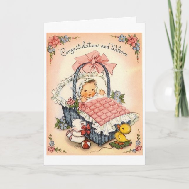 Vintage - Congratulations & Welcome to Baby, Card (Front)