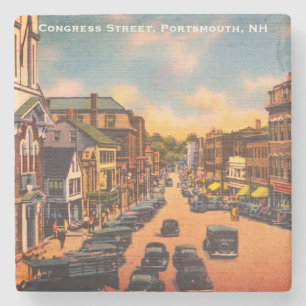 Vintage Congress Street, Portsmouth, NH Photo Stone Coaster