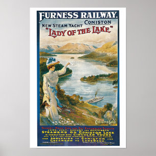 Vintage Coniston Water, Furness railway travel ad Poster