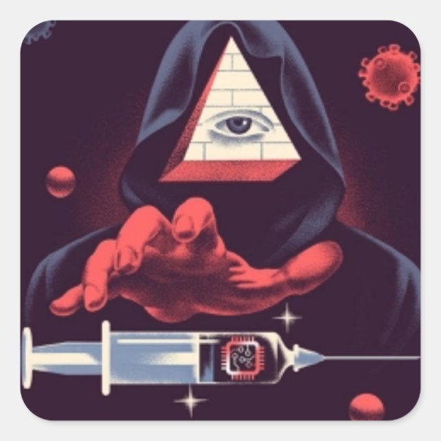 Vintage Conspiracy Pyramid Vaccine Square Sticker (Front)