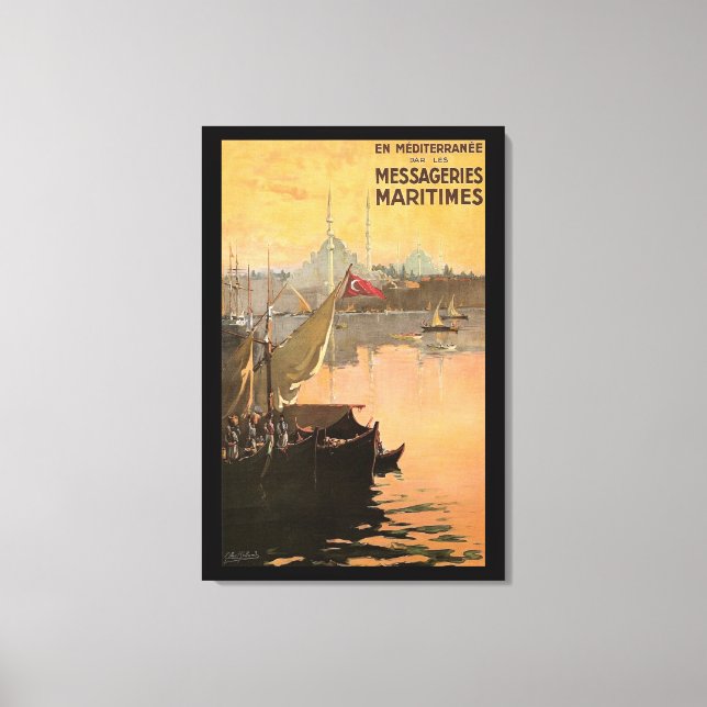 Vintage Constantinople Travel Advertisement Canvas Print (Front)