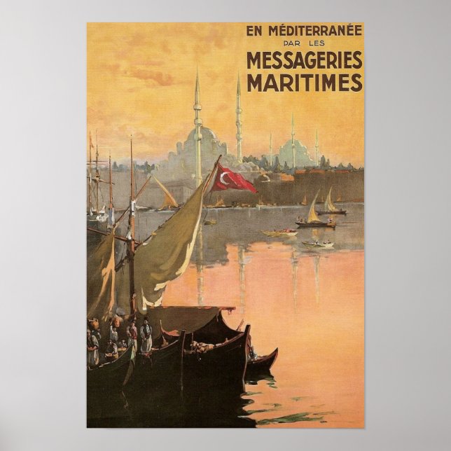 Vintage Constantinople Travel Advertisement Poster (Front)