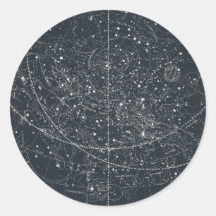 Vintage Constellation Map Classic Round Sticker