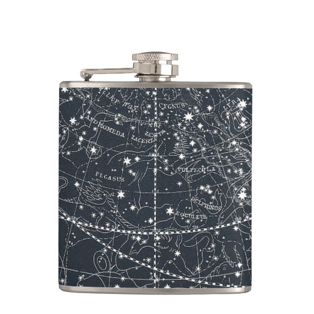 Vintage Constellation Map Hip Flask (Front)