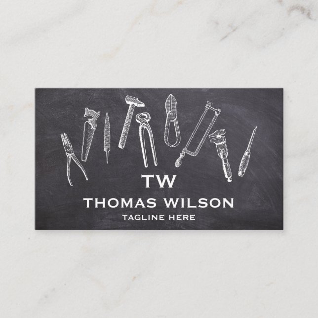 Vintage Construction Handyman Carpenter Tools Busi Business Card (Front)