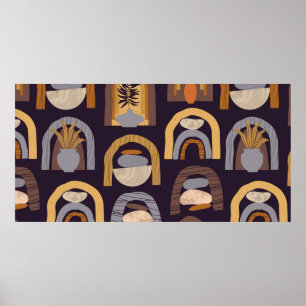 vintage contemporary seamless pattern with aesthet poster