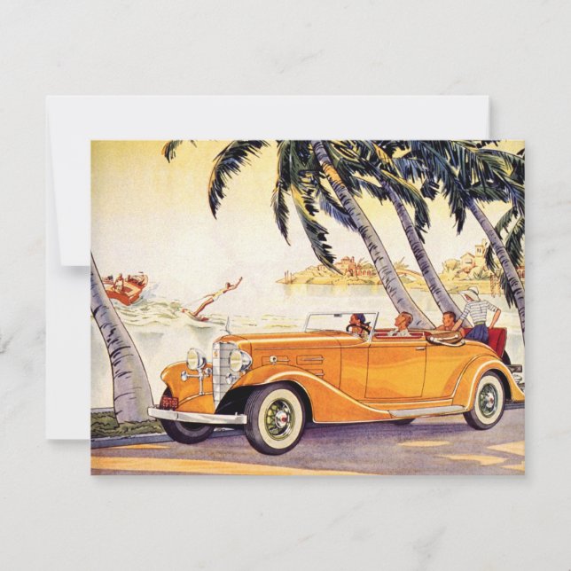 Vintage Convertible Car Family Vacation Invitation (Front)
