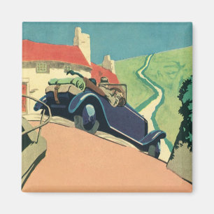 Vintage Convertible Car Road Trip in the Country Magnet