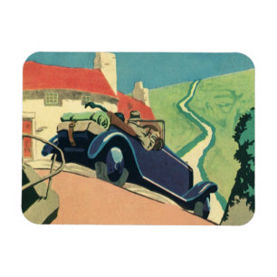 Vintage Convertible Car Road Trip in the Country Magnet