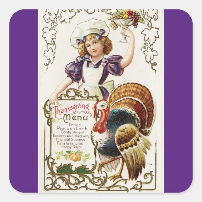 Vintage Cook With Turkey Stickers (Front)