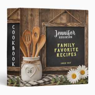 Vintage Cookbook Chalkboard Heart Jar Binder