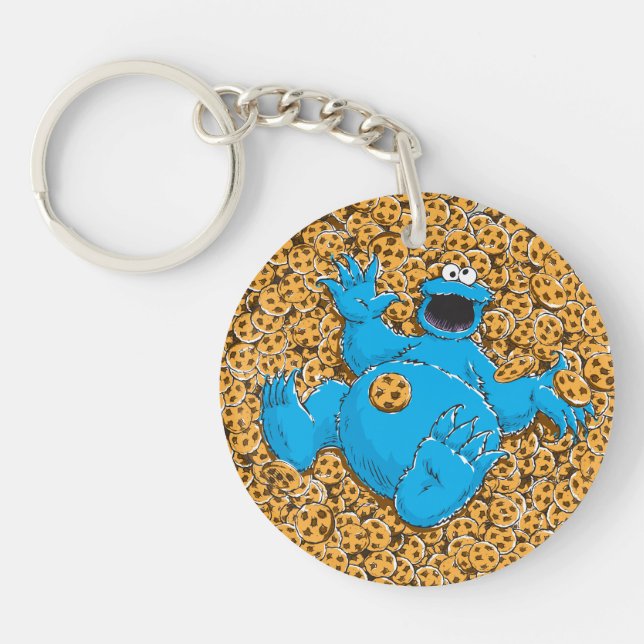 Vintage Cookie Monster and Cookies Keychain (Front)
