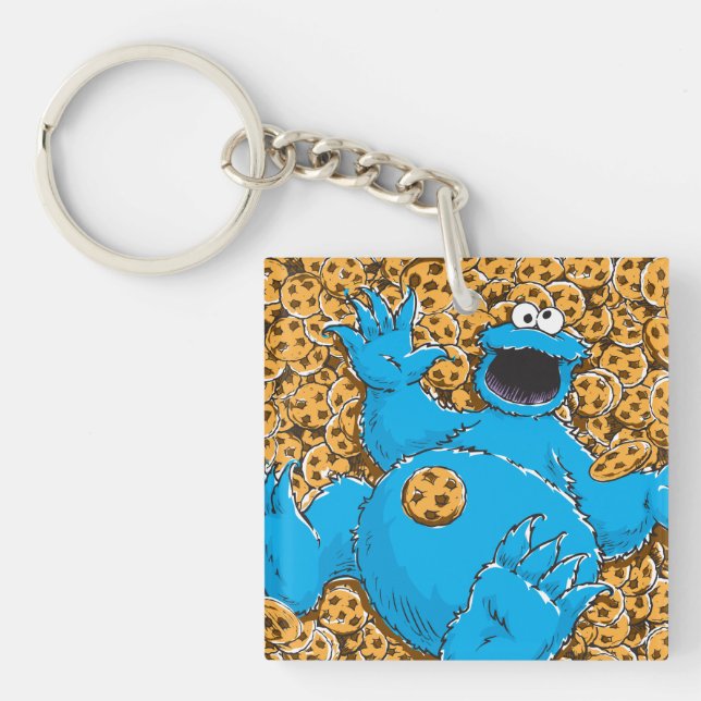 Vintage Cookie Monster and Cookies Keychain (Front)