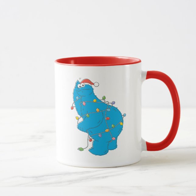 Vintage Cookie Monster Christmas Lights Mug (Right)