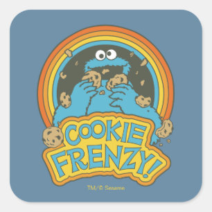 Vintage Cookie Monster   Cookie Frenzy Square Sticker