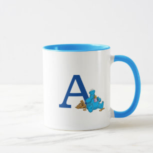Vintage Cookie Monster Eating Cookies Monogram A Mug