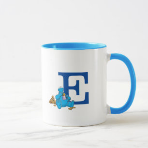 Vintage Cookie Monster Eating Cookies Monogram F Mug