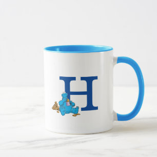 Vintage Cookie Monster Eating Cookies Monogram H Mug