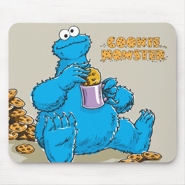Vintage Cookie Monster Eating Cookies Mouse Pad (Front)