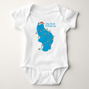 Vintage Cookie Monster First Christmas Lights Baby Bodysuit