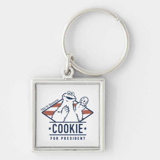 Vintage Cookie Monster for President Keychain (Front)
