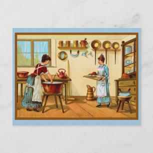 Vintage Cooks in the Kitchen Postcard